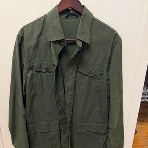 Sid Mashburn Waxed Cotton Military Over Shirt Green Jacket - Large